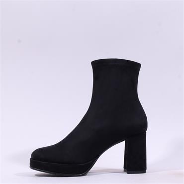 Miss Elastic Hilary Platform Ankle Boot - Black Suede